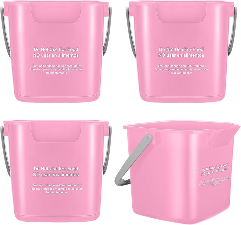 Yaomiao 4 Pcs Cleaning Bucket 3 Quart Small Sanitizing Square Bucket Detergent Pail with Measurements Spout and Handle for Home Commercial Use Restaurant Kitchen Office (Pink) - Image 1